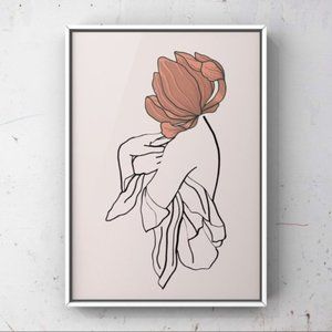 Modern minimalist line art abstract women print.